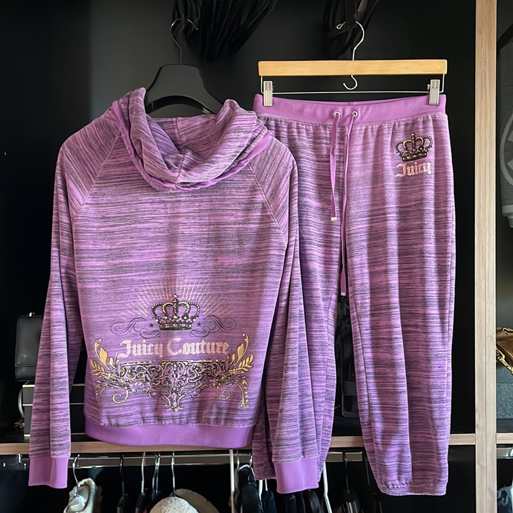 Juicy Couture Vintage Velour Tracksuit Hoodie Jacket + Capri Pants